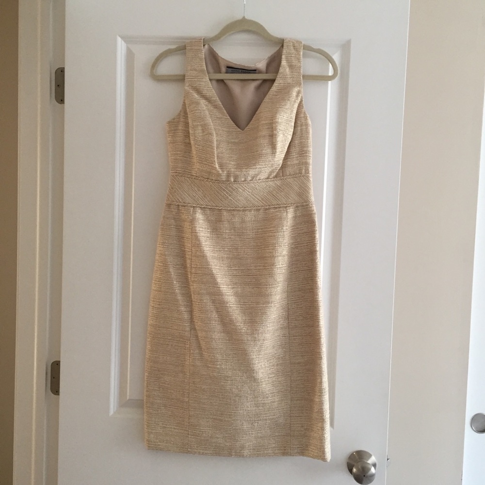 Anne Klein Tweed Gold/Cream Sheath Dress
